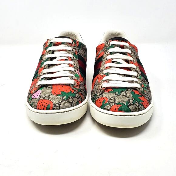 Gucci GG Supreme Monogram Logo Strawberry Lace Up Sneaker 433900 Size 36 US 6 - Picture 6 of 14